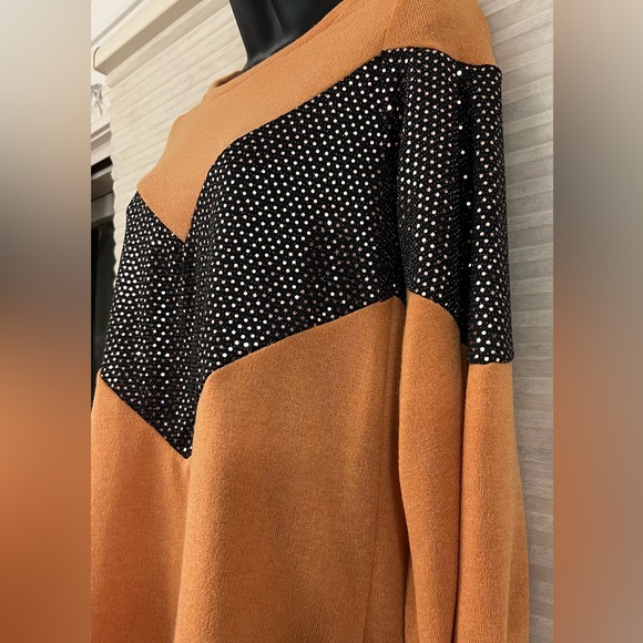 Twenty Second Apricot Sweater with Spangle Shimmer Sequins Size S NEW! - Picture 6 of 11